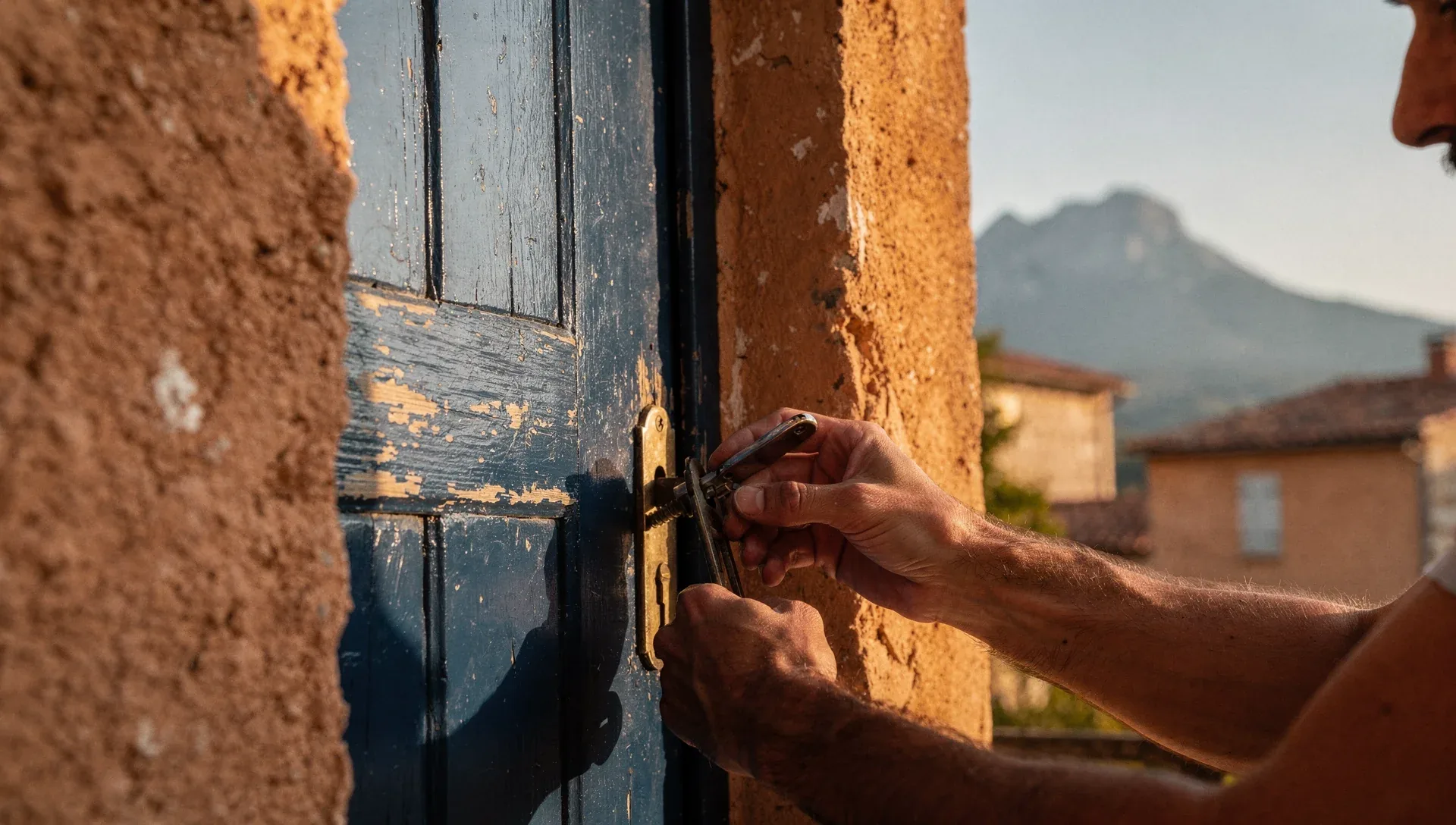 Artisan serrurier au travail sur une serrure à Canohès